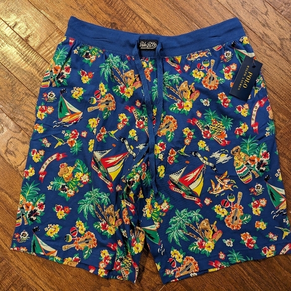 Polo Ralph Lauren Men's Blue tropical vacation Polo Bear sleep short Size L NWT - Picture 9 of 15